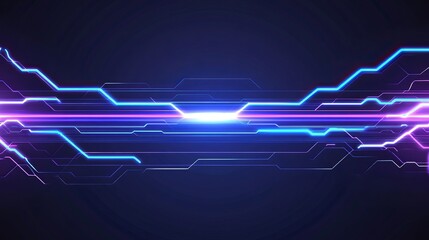 Poster - Abstract Neon Circuit Lines Digital Background
