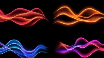 Poster - Abstract Neon Wave Forms Vibrant Color Swirls