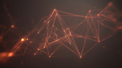 Poster - Abstract Network Connections Glowing Orange Plexus