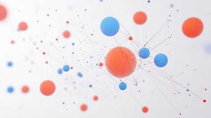 Poster - Abstract Network Interconnected Spheres of Blue and Orange