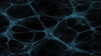 Poster - Abstract Network Interconnected Blue Filaments on Black