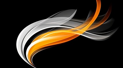Poster - Abstract Orange and Gray Waves on Black