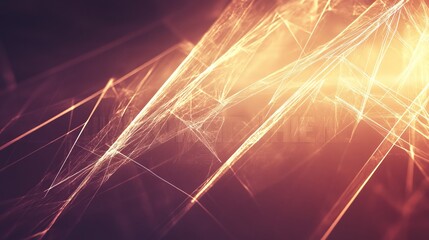 Poster - Abstract Orange Web Network Digital Art Design