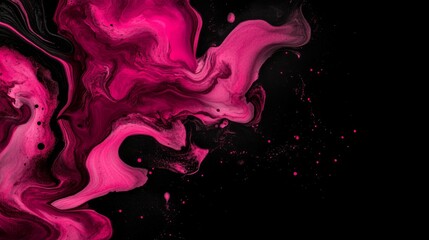Poster - Abstract Pink and Black Swirling Paint Texture