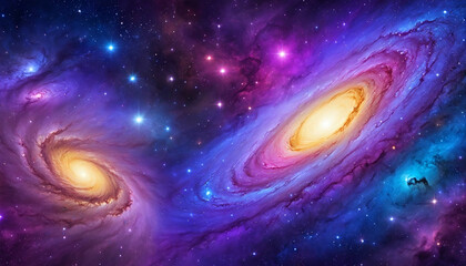 Wall Mural - An abstract representation of a galaxy in space, featuring a swirling array of colors and shapes that depict the vastness and beauty of the cosmos.