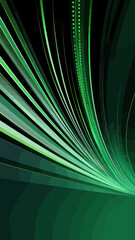 Poster - Elegant Green Abstract Vector with Minimalist Curved Rays and Dynamic Lines