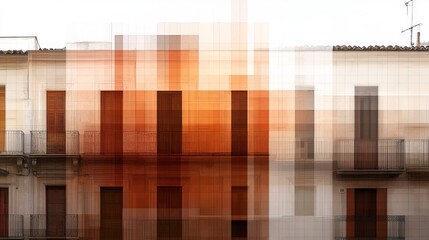 Poster - Abstract Pixelated Facade of Spanish Building