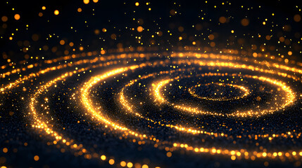Poster - Golden shimmering waves create a mesmerizing, abstract pattern on a dark background