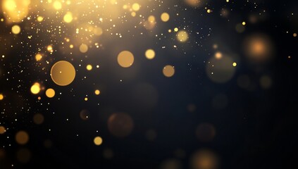 Poster - Golden bokeh lights and sparkles on dark background.