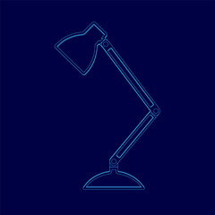 Poster - Blue lamp contour. The lamp is turned off. The lamp is a simple design with no details