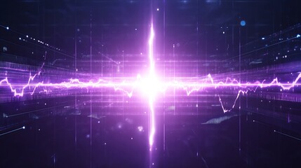 Poster - Abstract Purple Energy Wave Digital Data Stream