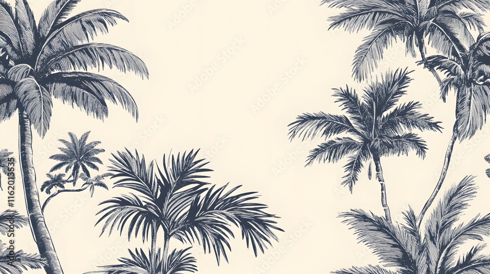 Elegant Blue Palm Tree Illustration Design