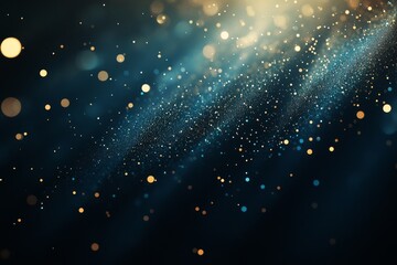 Canvas Print - Abstract dark blue and gold glittering bokeh background.