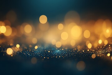 Poster - Abstract gold and blue glitter bokeh background. (1)