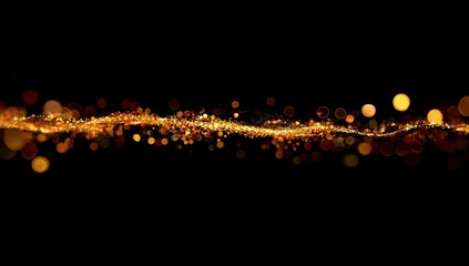 Poster - Golden particle wave abstract background.