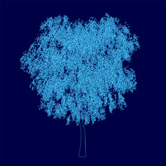 Poster - Blue tree with a blue sky background. The tree is the main focus of the image. The blue color of the tree and the sky creates a calming and peaceful mood