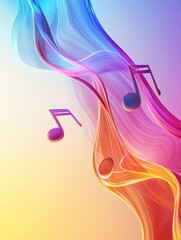 Aufkleber - Dynamic 3D music notes swirling through vibrant colors in a modern artistic arrangement. Generative AI