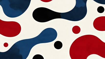Poster - Abstract Red Blue Black Shapes White Background Design