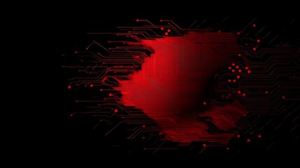 Poster - Abstract Red Circuit Board Technology Design