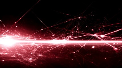 Poster - Abstract Red Network Data Stream Glow