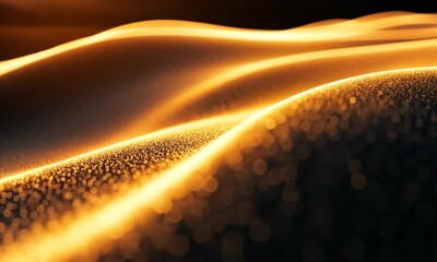 Wall Mural - Golden shimmering sand dunes at sunset.