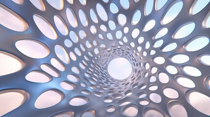 Poster - Abstract Silver Tunnel with Oval Perforations