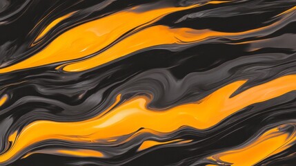 Poster - Abstract Swirling Orange and Black Paint Texture