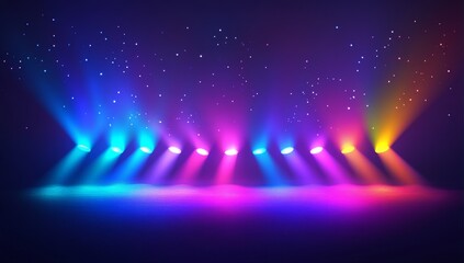 Poster - Colorful stage lights illuminating a smoky, dark background.