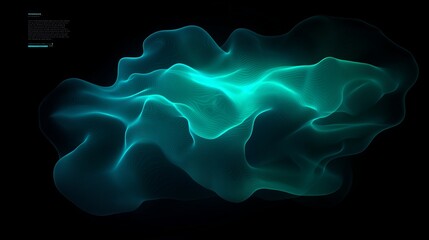 Poster - Abstract Teal Energy Wave Digital Art Design