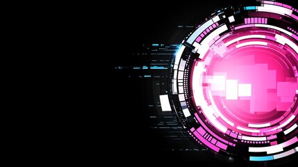Poster - Abstract Tech Circle Pink, Black, Digital Design