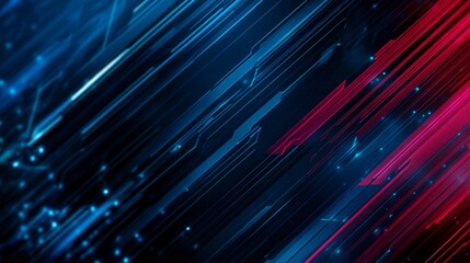 Poster - Abstract Tech Lines Blue Red Digital Circuitry