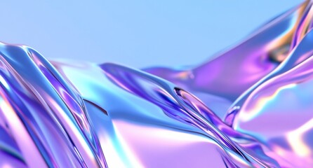 Poster - Abstract wavy surface with iridescent colors and smooth textures.