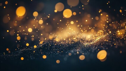 Aufkleber - Abstract gold and blue glitter wave with bokeh lights.