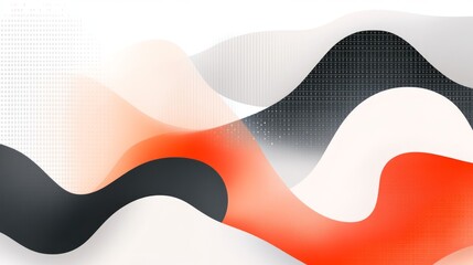 Poster - Abstract Wave Design Orange, Black, White Curves