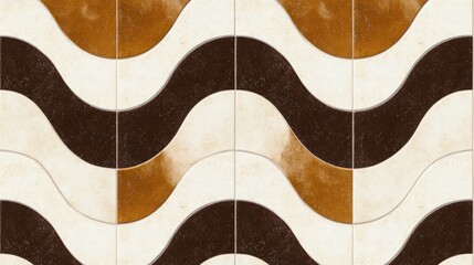 Poster - Abstract Wave Pattern Tile Design in Brown and Beige