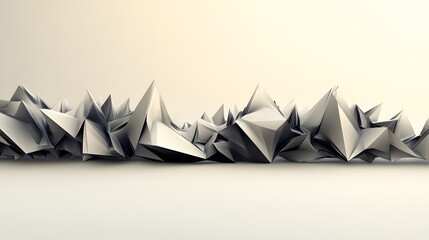 a series of sharp jagged shapes resting on a soft gradient background creating visual energy