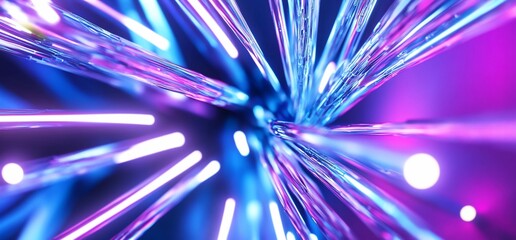 Poster - Abstract image of glowing fibers in vibrant colors.