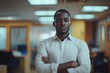 © dgpatel - african office worker with arms crossed, Generative AI