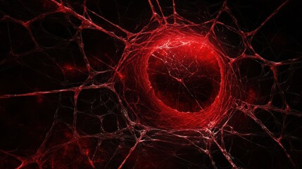 Red Webbed Sphere Abstract Art Digital Creation