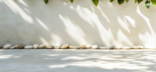 Poster - A serene arrangement of smooth stones against a textured wall.