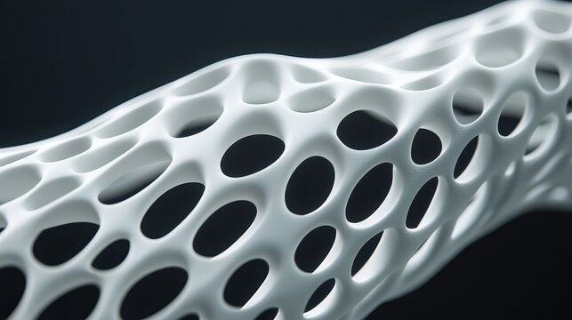 Abstract White Organic Structure With Perforated Surface