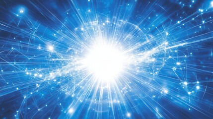 Poster - Blue Energy Burst Abstract Light and Network