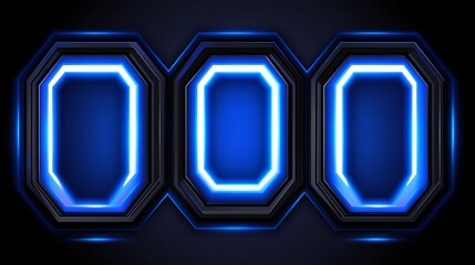 Poster - Blue Neon Octagon Frames Digital Interface Design