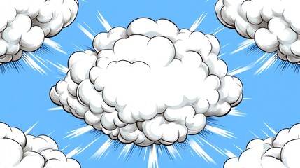 Poster - Cartoon Cloudscape Comic Book Style Sky Illustration