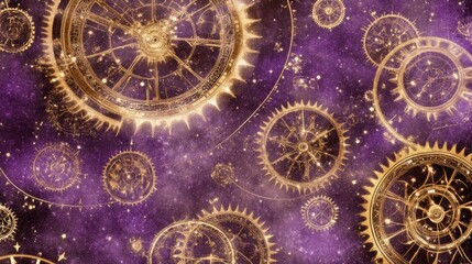 Wall Mural - Celestial Clockwork A Cosmic Gear Symphony