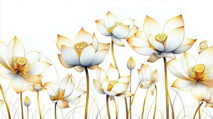Poster - Elegant Lotus Flowers in Soft Shades of White and Yellow Against a Minimalist Background for Artistic and Nature-Inspired Projects