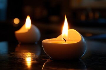 Poster - Candlelight illuminates a cozy atmosphere in a serene indoor setting during the evening hours