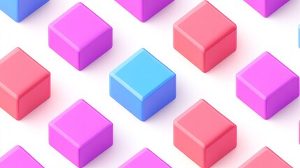 Poster - Colorful Cubes Pattern on White Background
