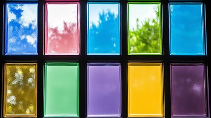 Poster - Colorful Glass Panel Window with Nature Views