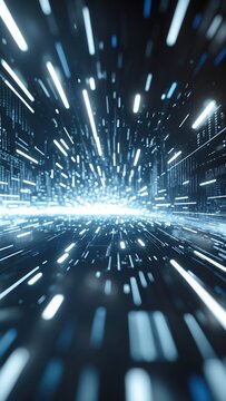 Futuristic Abstract Digital Background with Blue and White Light Streaks